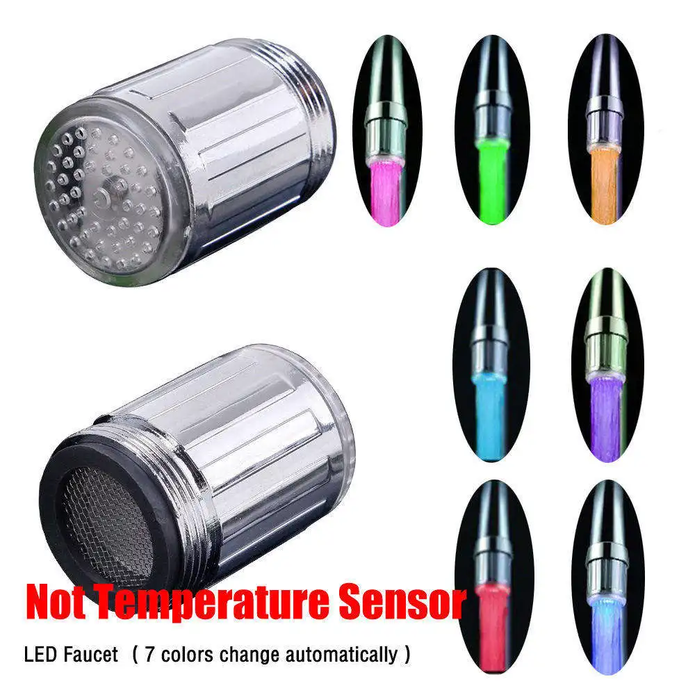 Wholesale Led Temperature Sensor Water Faucet Light-up 7 Colors Kitchen Bathroom Shower Tap Faucet Nozzle Head