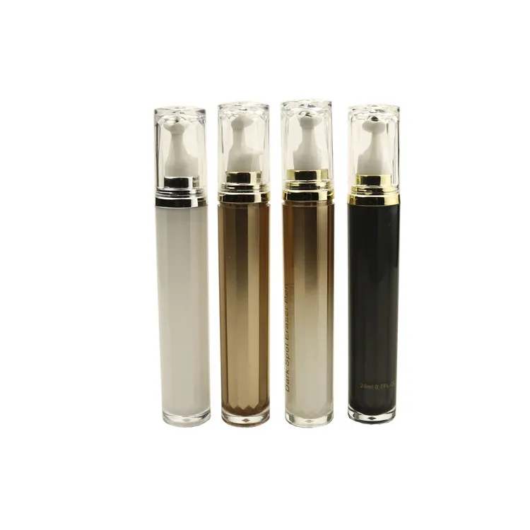 Wholesale Empty Luxury Acrylic Plastic White Gold 20ml airless Face Toner Eye Serum Cream Essential Oil Roll On Bottle With Pump