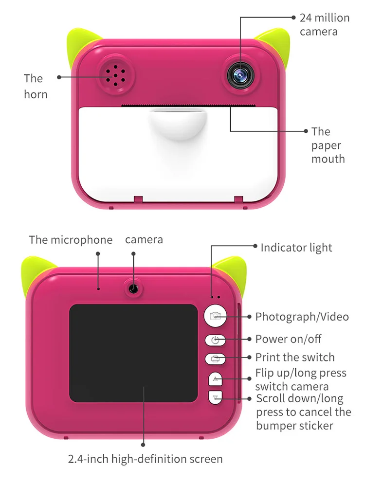 2022 New Arrival Kids Toy Camera Youtube Children Selfie Toy 2.4 Inch Games Video Digital Print Camera for Boys Christmas Gift