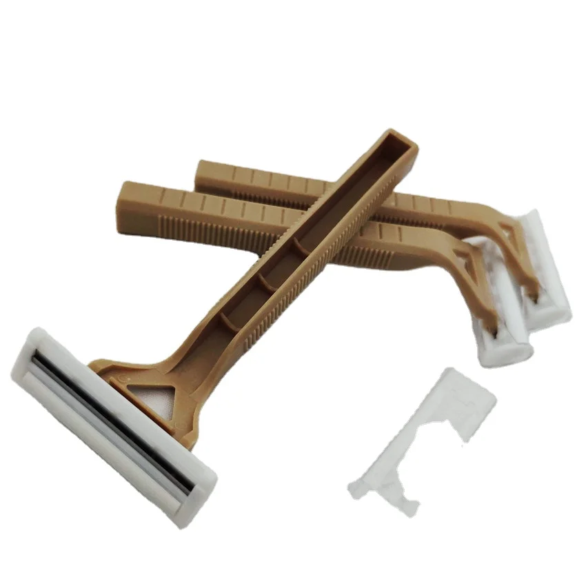 Eco-friendly disposable  razor with twin stainless blades corn starch plastic razor for hotels