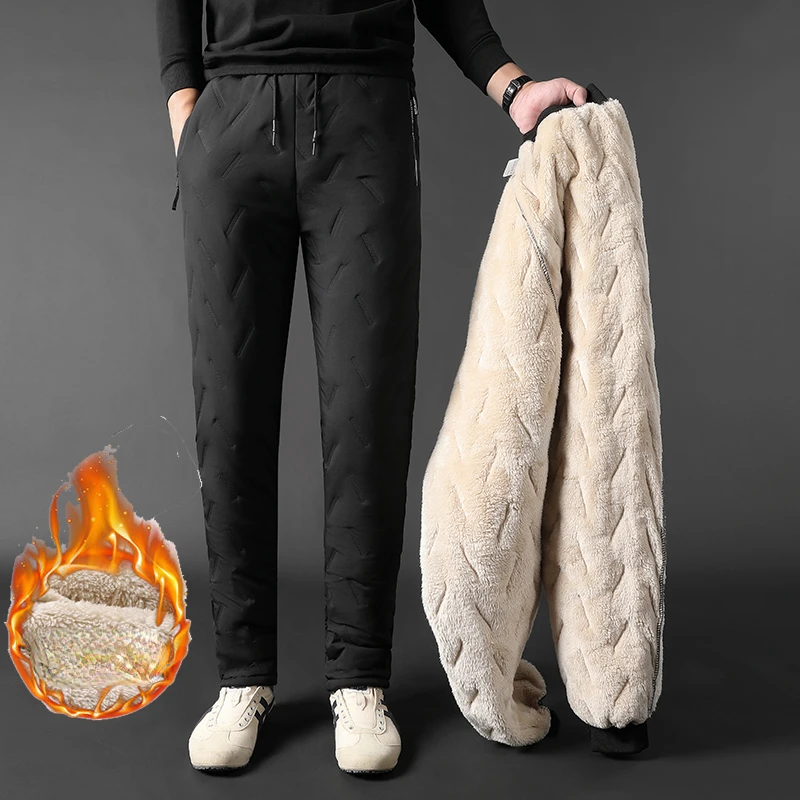 wholesale hiking camping thermal fur sweatpants casual warm soft cotton trousers wind jogger men fleece pants