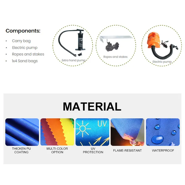 Customized Pvc Advertise Inflatable Tent With Electric or Extra hand pump