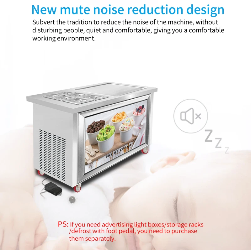MK-PF1S 6C Homemade /Fried Ice Cream Machine Maquina de Helado Frito embraco compressor R404a Plato Frio Square Pan Ice Cream