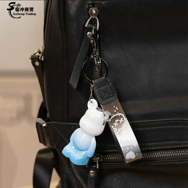 Cool Cartoon Butane Red Flame Cute Bear Windproof Torch Cigarette Lighter With Keychain