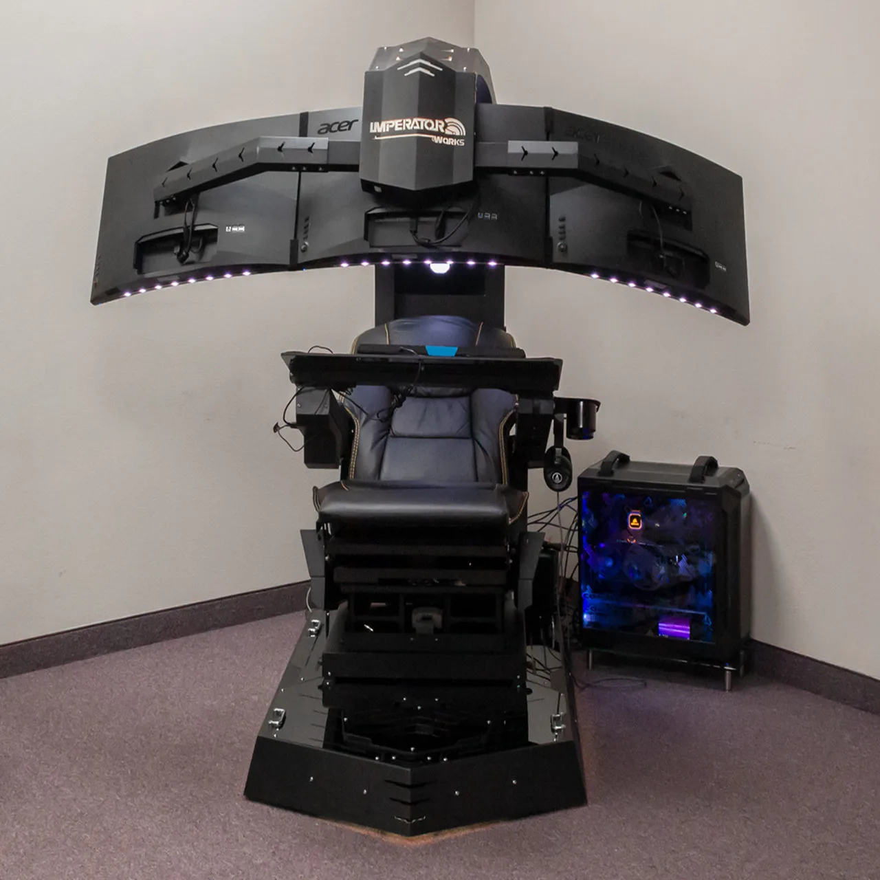 ease comfy IW R1 Zero gravity reclined workstation chair gaming COCKPIT for gaming, works triple monitor Tilting rig