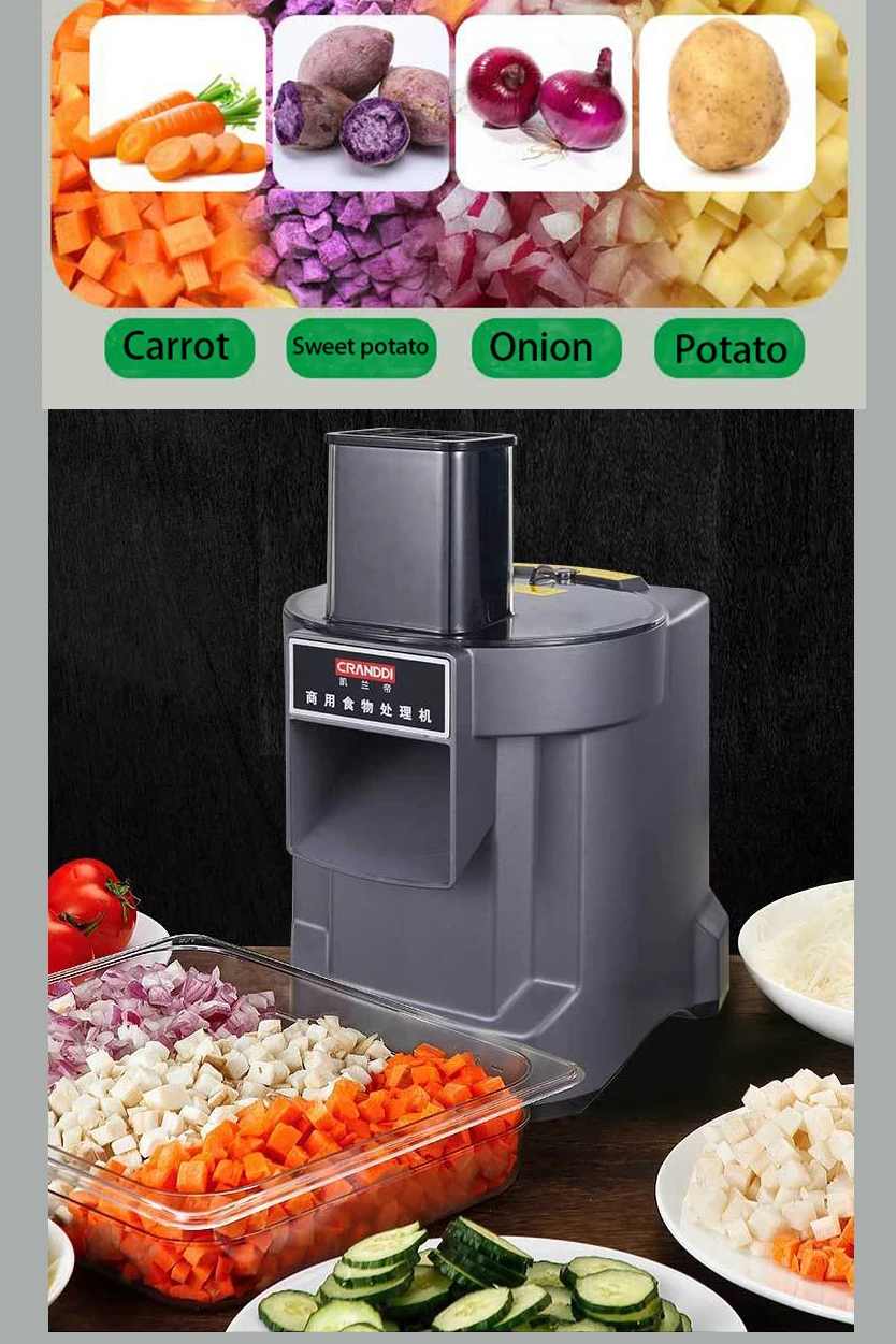 Electrical Vegetable Processor Create Consistent Dicing Cut the vegetable into Cubes, Strips and Slices in different thickness