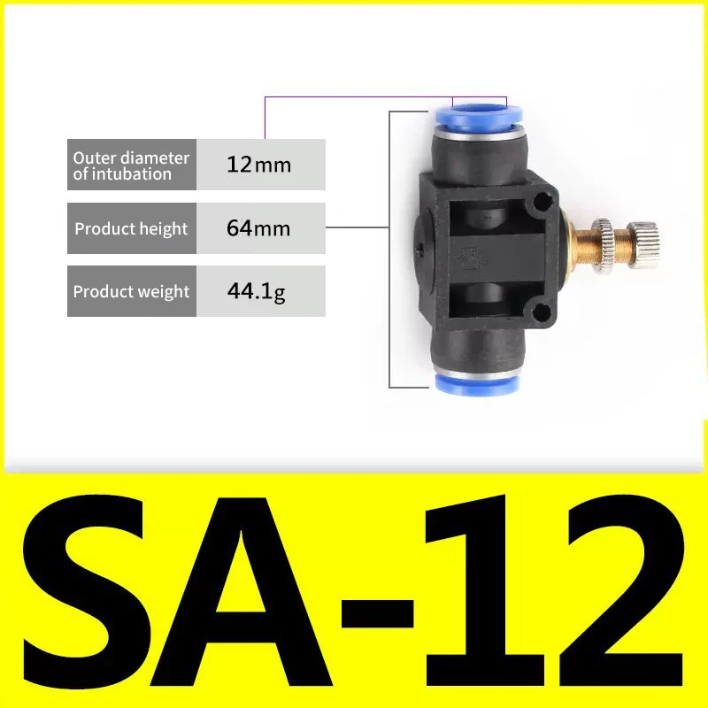 SA Control 4-12 OD  Flow Control Valve Speed Controller Pneumatic Push To Connect Air Fitting
