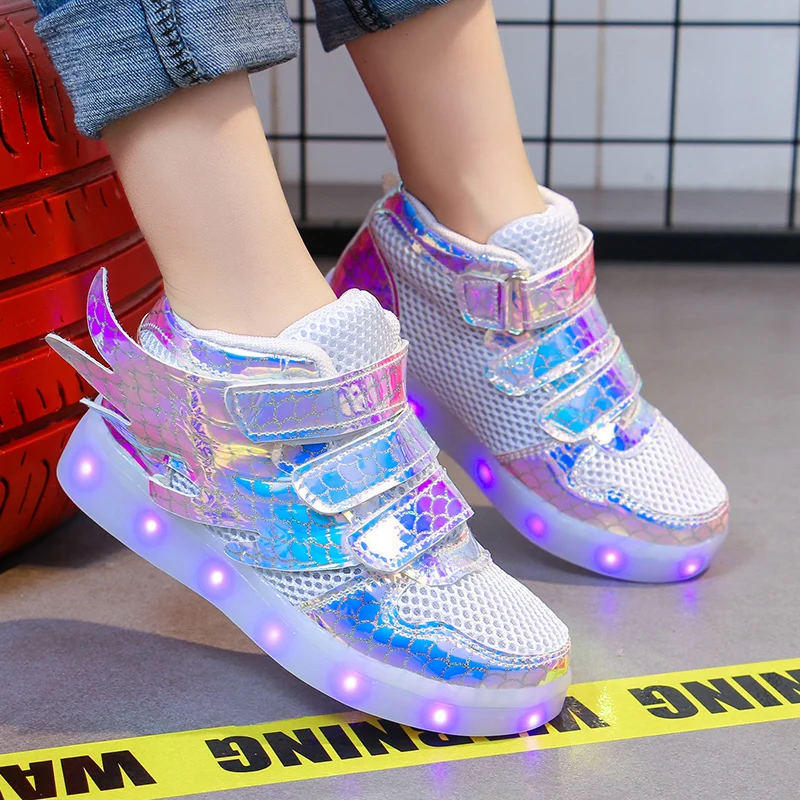 competitive price high quality rechargeable kids led basketball shoes With wings sepatu basket dipimpin anak-anak