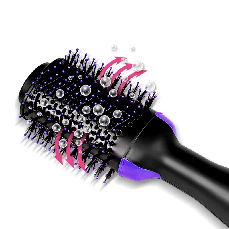 Professional hot air brush hair styler blow dryer comb heated flat iron rotating curler salon high speed hair dryer brush