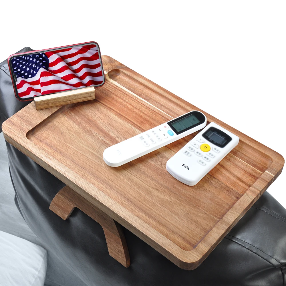 foldable wood adjustable tray table portable sofa tv phone holder food drink clip snack armrest couch cup holder sofa arm tray