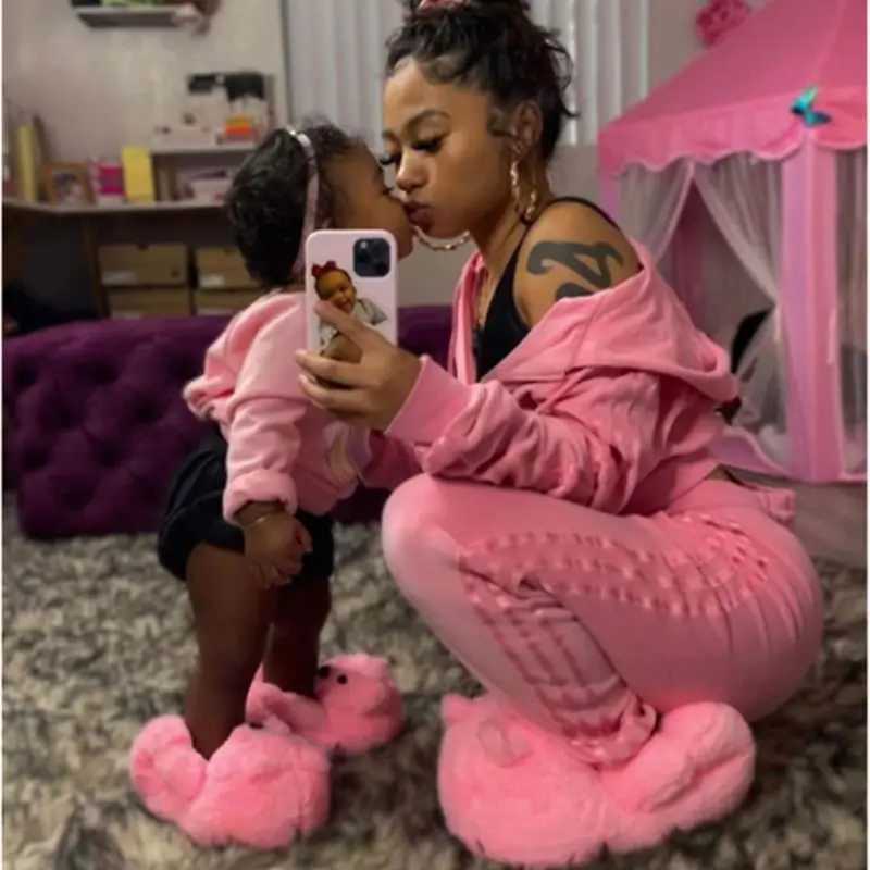 Custom Winter Warm Indoor children adult  Fluffy Fur Bedroom Ladies bear Slippers 2021