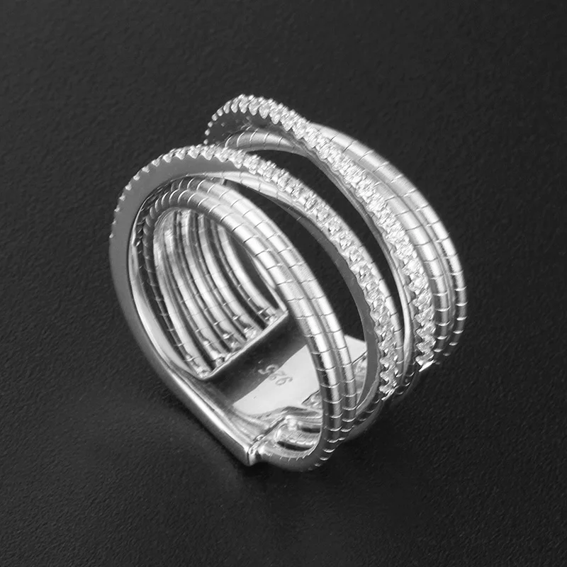 fine jewelry ring 14k gold plated ring luxury 925 silver stacking band 18k women zircon Stainless Steel Wire Rope Ring for women