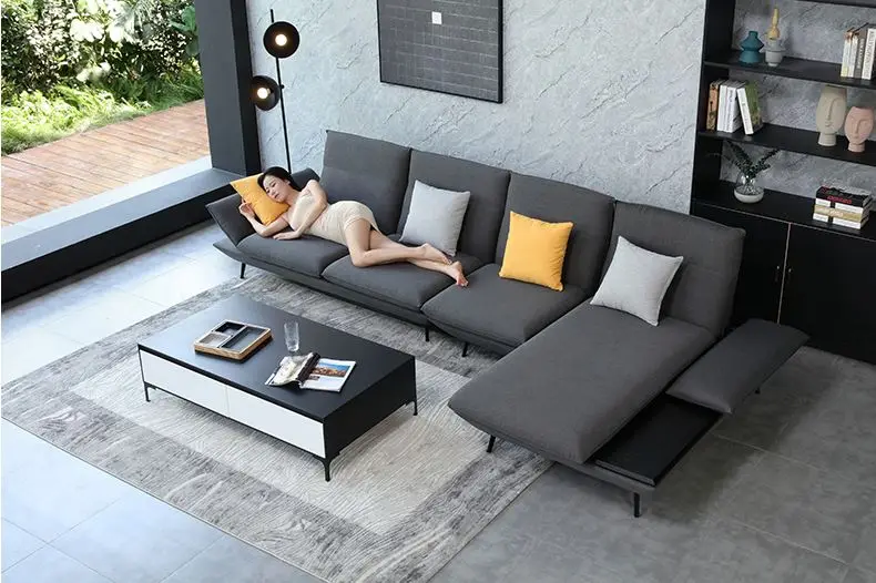 Nordic cloth art sofa sitting room guifei combination can be dismantled and washed modern simple function three-person sofa set