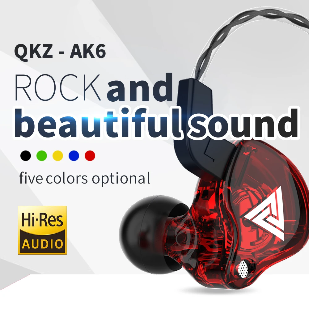 QKZ AK6 Bass Stereo Headset HiFi Music Earbuds 3.5mm Plug Comfortable To Wear Noise Cancelling Sport Running Headphones