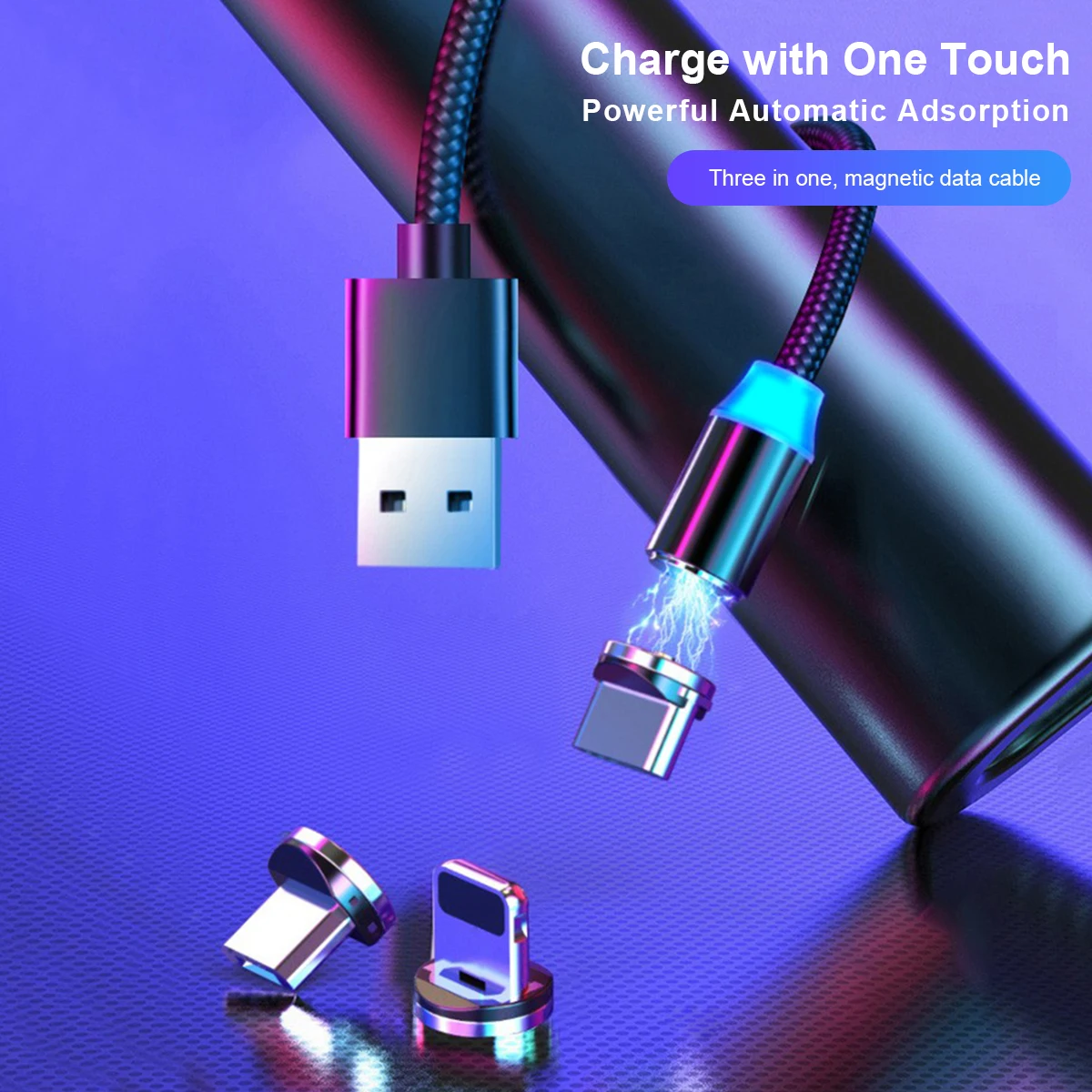 Оптовая продажа, новый дизайн, высокое качество, 3 в 1 Магнитный usb-кабель для зарядки 360 градусов 2.4A быстрой зарядки Магнит usb кабель