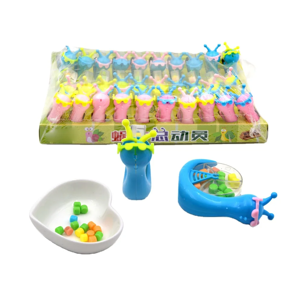 Cartoon snail toy with multi color fruit compress candy