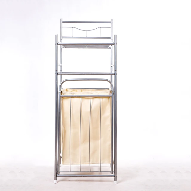 Hot Sale 3 Foldable Metal Shelves Dirty Clothes Dirty Laundry Basket Bathroom Storage Rack