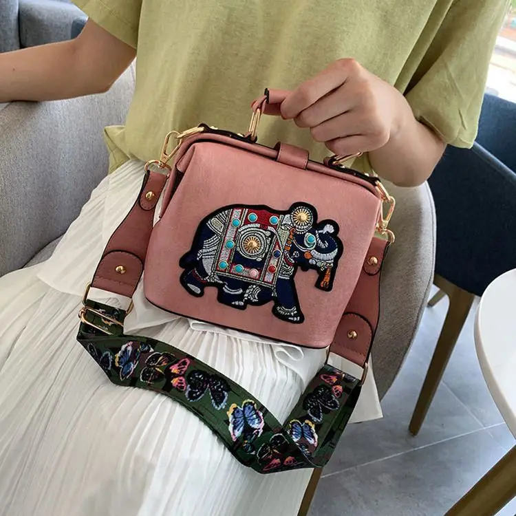 L0180 Designer Crossbody Elephant Embroidered Bags Women Handbags Small Jelly Messenger Purses Satchels Ladies Shoulder Leather