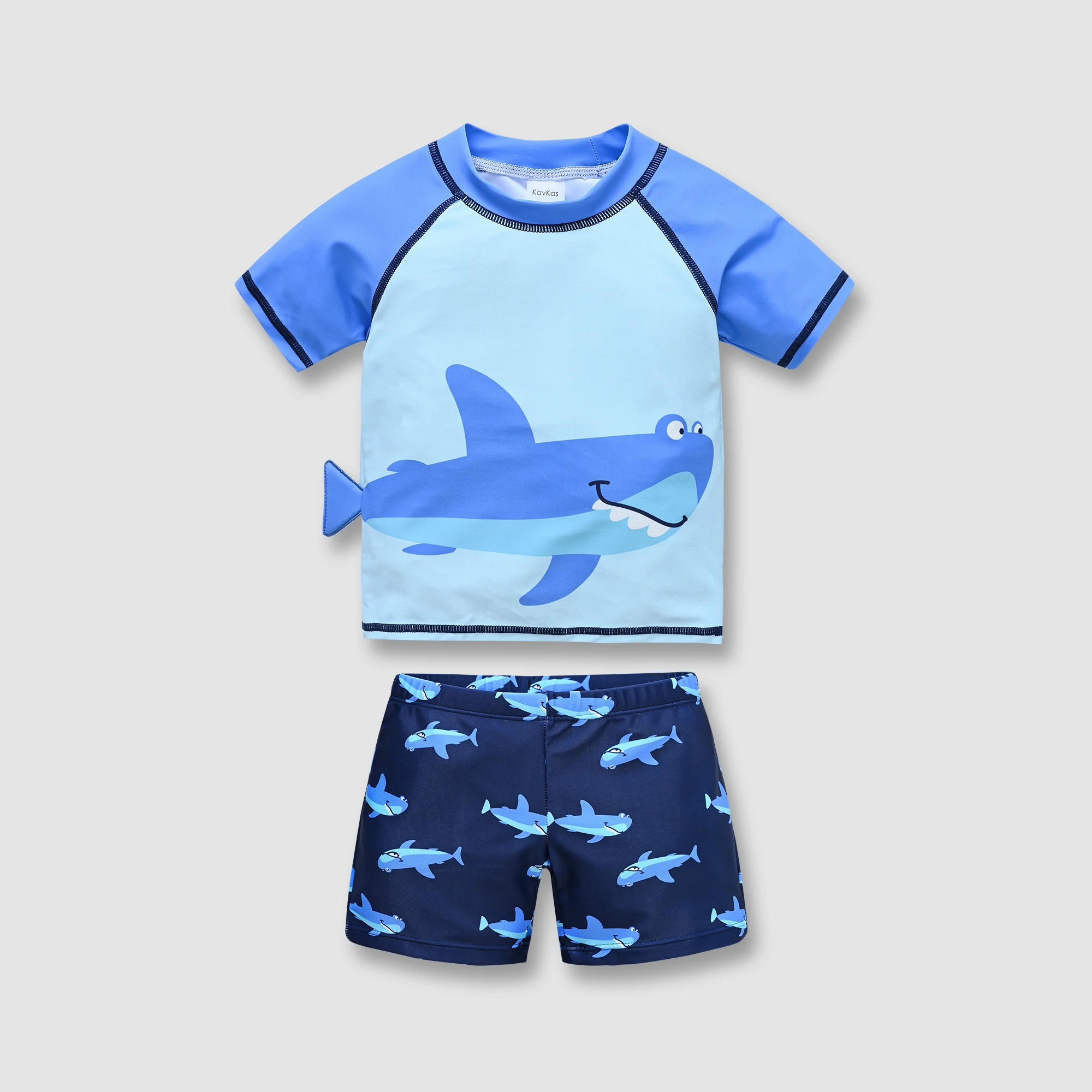 Summer New Arrival 2 PCS Kid Boys Rash Guard Child Swimwear Truck Beach Short Baby Swimsuit Private Label Board Short Set