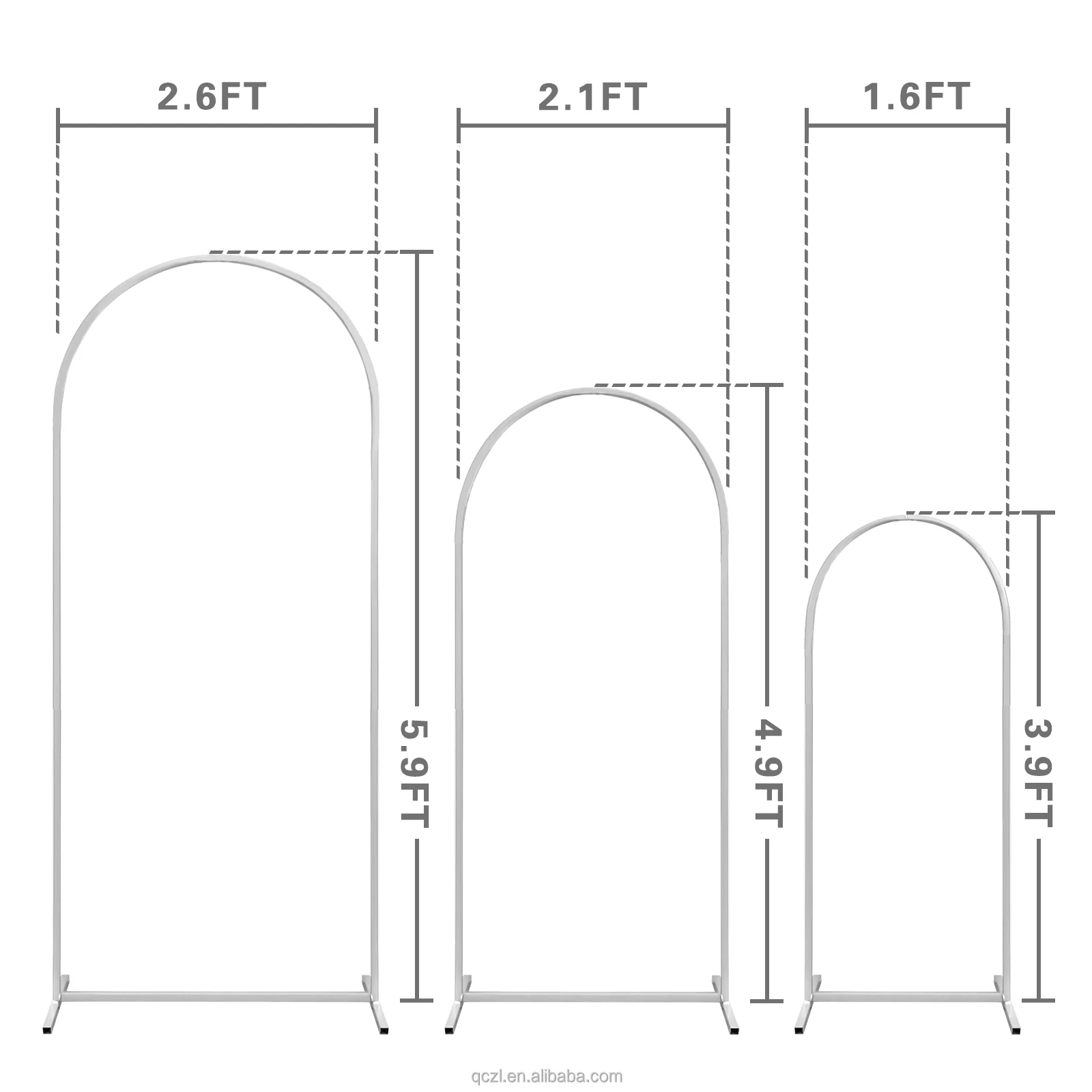 Metal Arched Background Bracket Square Arched Frame Suitable for Birthday Party Graduation Ceremony Decoration (3-Piece Set)