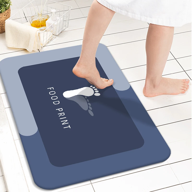 Bath Mat With Home Word Hotel Soft Anti-Slip Diatomite Absorbent Mat