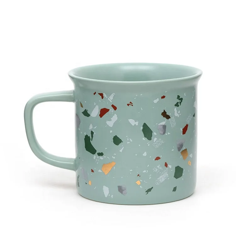 2020 new marble mosaic ceramic solid color mug with decal on glaze