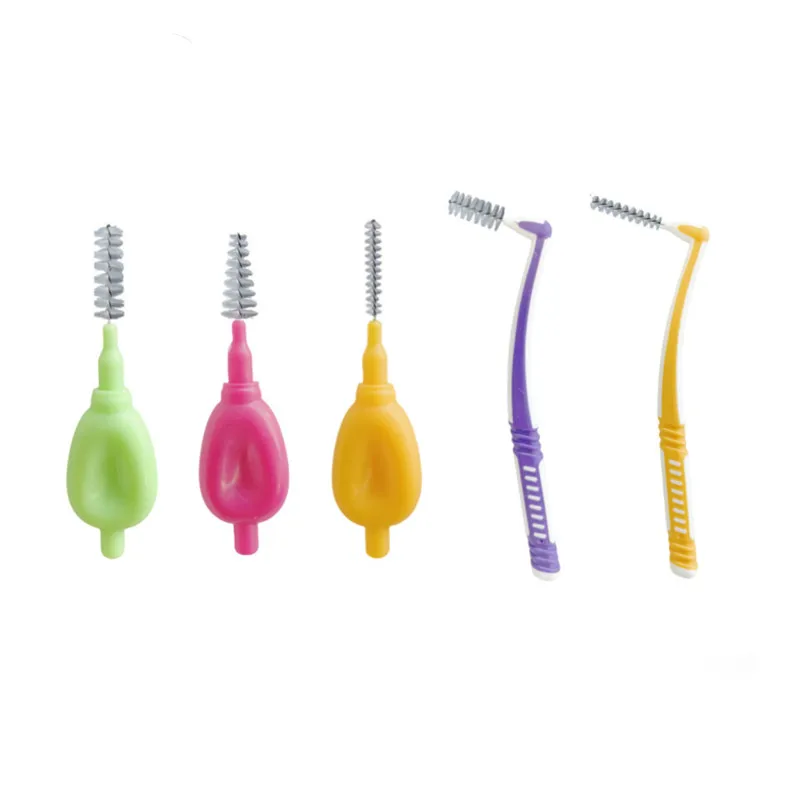 0.4-2.0 Oral Customized OEM Wholesale Private Label Ortho Teeth Flosser  Orthodontic Toothbrushes L Shape Interdental Brushes