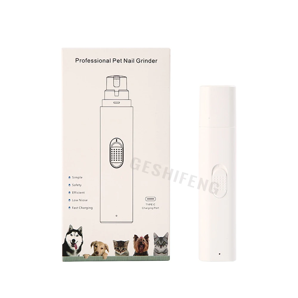 Geshifeng Quiet Low Noise Usb Charge Dog Cat Electric Claw Sharpener Paws Nail Grooming Trimmer Tools Pets Clippers