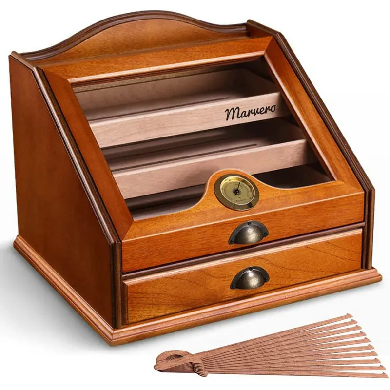 Wholesale Luxury Wooden Cigar Humidor Box Hold About 100 Cigars Display Cigar Cabinet With Cedar Wood