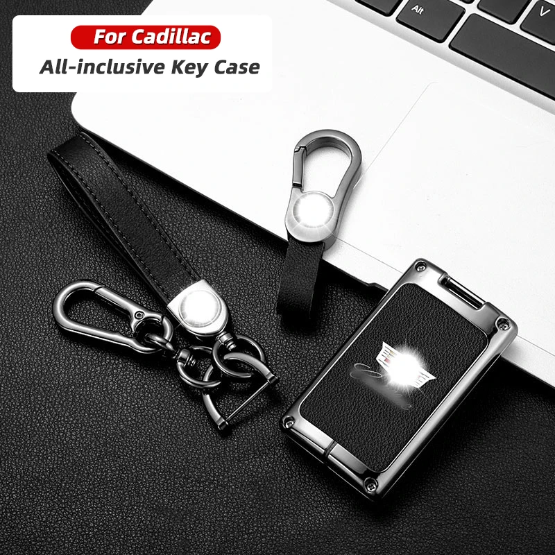 hot selling suitable for Cadillac key cover CTS ESCALADE XTS SLS SRX from 2009 to 2014 automobile key fob case leather metal bag