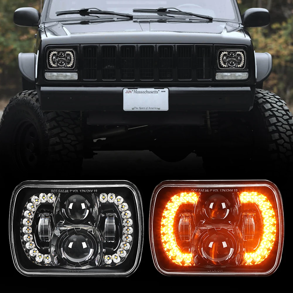 Wholesale Price High Low Beam 5X7 Led Headlights Truck Headlamp 85W Faro Redondo 7 Pulgadas For Jeep Cherokee Xj