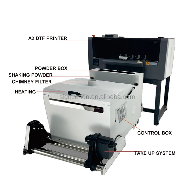 Signkanon PET Film 42cm DTF Printer A2 42cm XP600 I3200 Set All in One Powder Dyer Machine DTF Printer