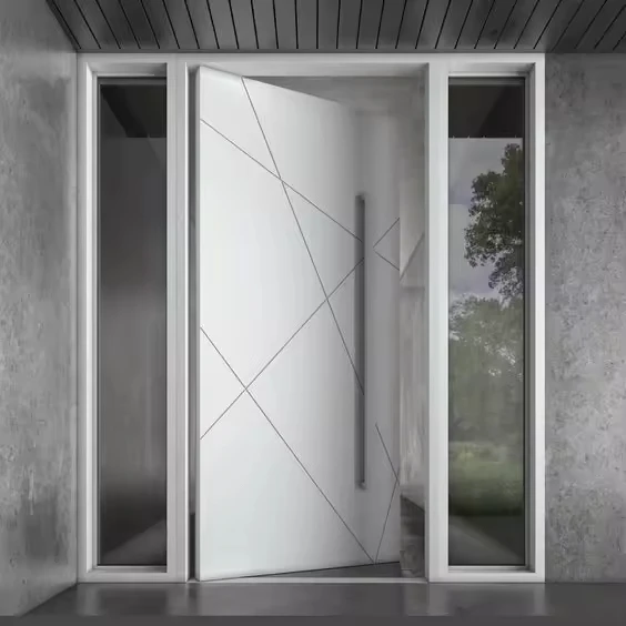Luxury Design Italian Aluminum Exterior Security Front Modern Entrance Door Black Pivot Doors
