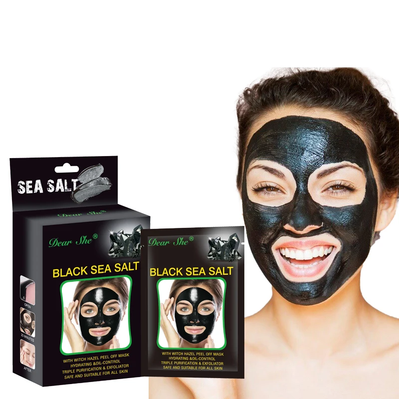 Private Label  Wholesale Black Sea Salt With Witch Hazel Peel Off Facial Skin Care Mask Hydrated Oil-control Triple Purification