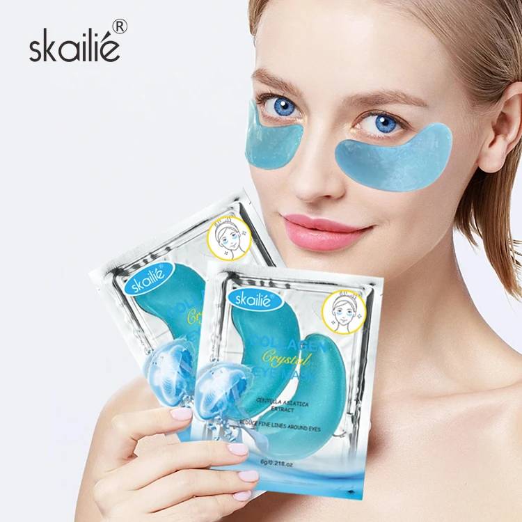 OEM Custom Eye Bags Dark Circles Blue Hydrogel Eye Patch Sleep Collagen Under Eye Mask