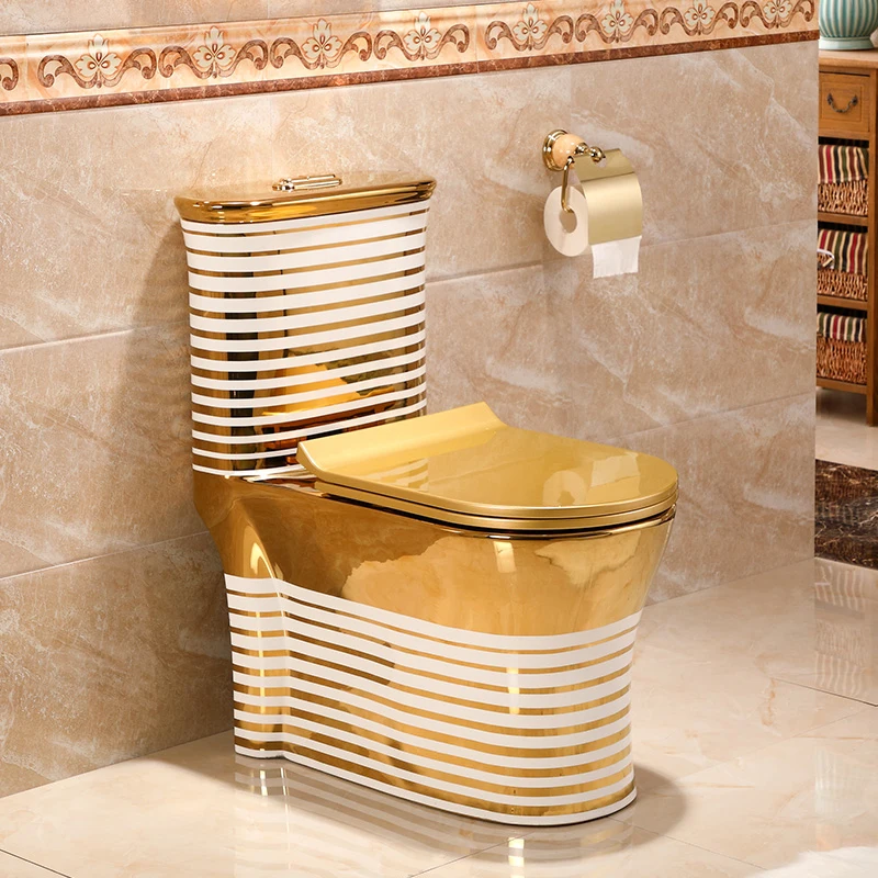 Bathroom Gold Plated Water Closet Modern One Piece S-Trap Water Closet China Gold Toilet