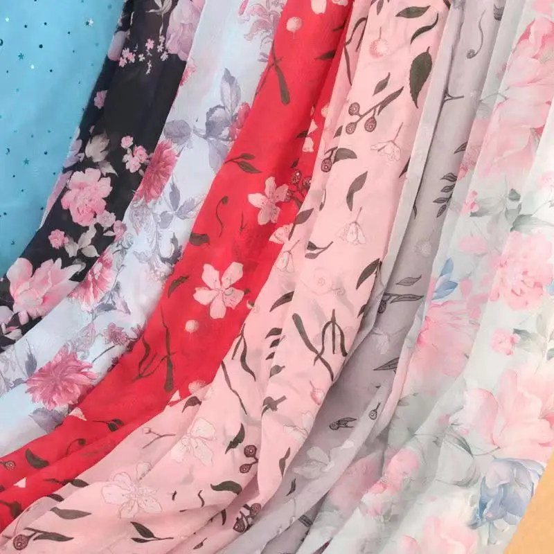 Лидер продаж, мягкая шифоновая ткань из полиэстера с цифровым принтом без затяжек для женщин