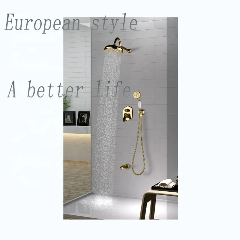 Classic Concealed Mixer Shower Set for Bathroom Brass Shower Set Bath Rose Gold Shower Mixer