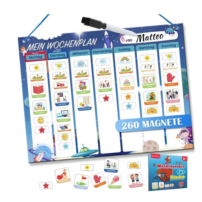 Custom Design Magnetic Dry Erase Chore Chart Daily Planner Magnetic Reward Chart for Kids Behavior