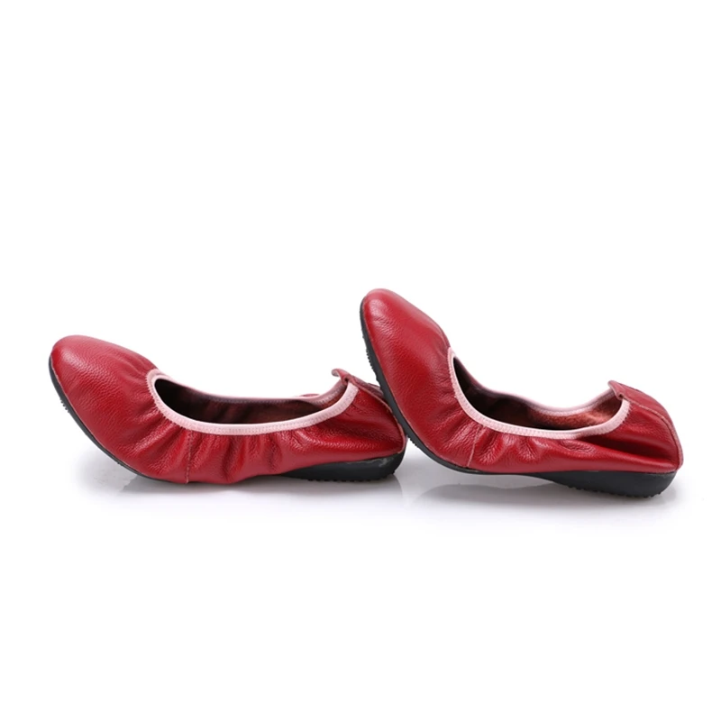new model classic leather dance shoes ballerina women flat sandals soft sole gym foldable ladies flat shoes
