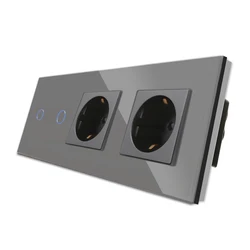 Bingoelec тройной стеклянный экран Сенсорная панель 228 мм умный Wi-Fi настенный сенсорный выключатель и двойная розетка умный дом