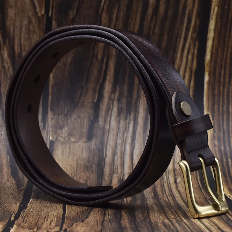 Women Fashion Buckle Full Grain Leather Ladies Slim vintage Belt