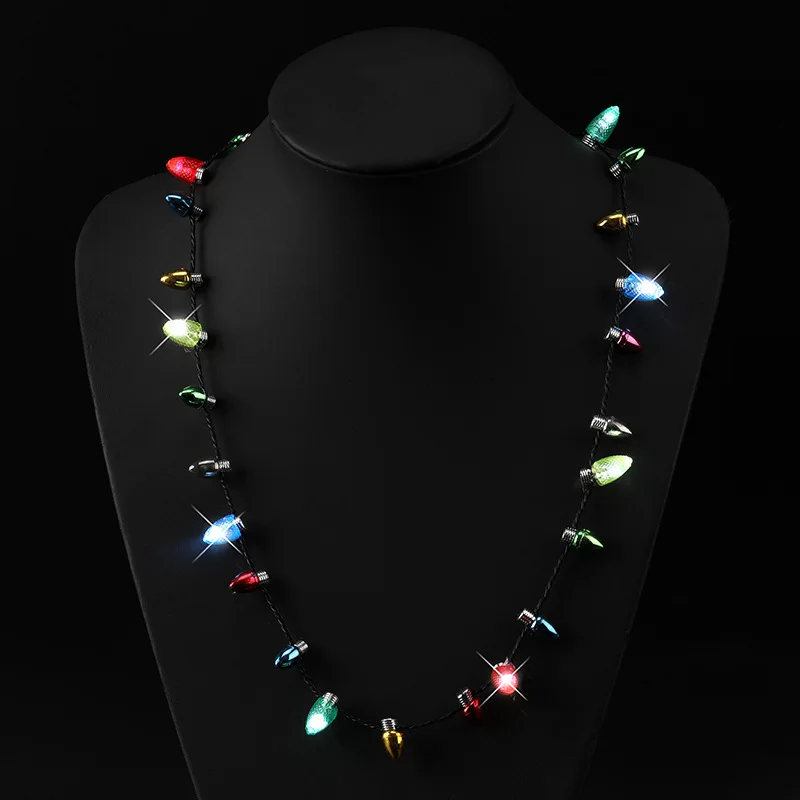 2022 Kids Christmas Party Favors Necklace Led Light Led Light up Christmas Bulb Necklace Party Christmas Light Necklace