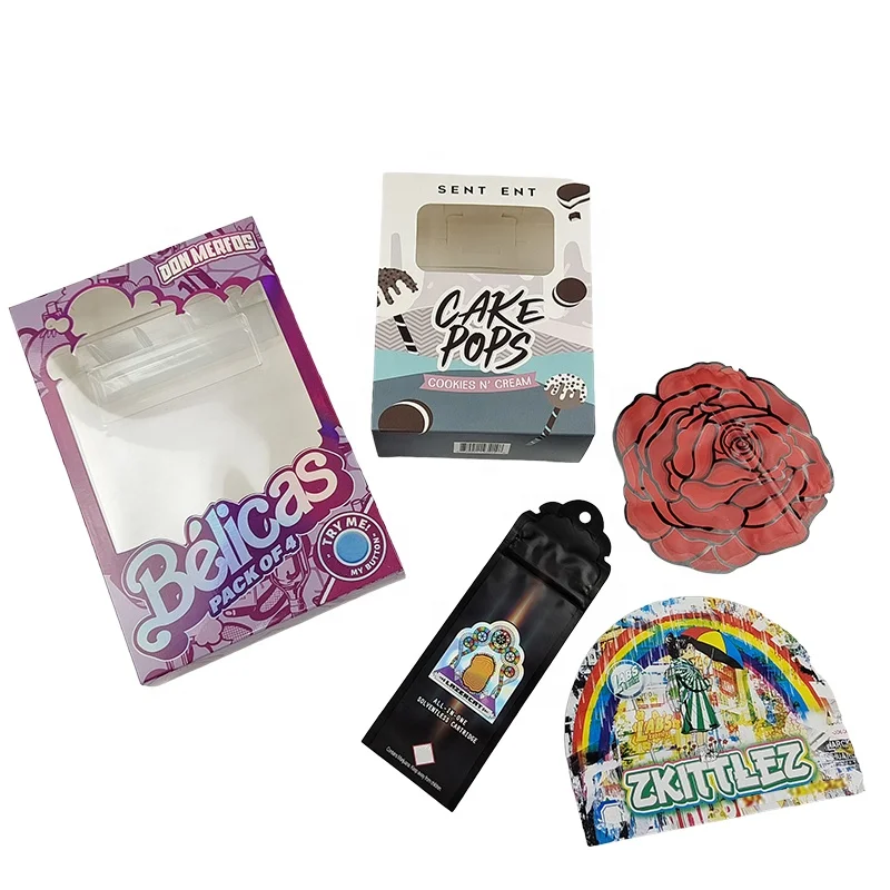 Hot Selling Cali Packs 3.5g Bag With Cereal Paper Box Biscuit Herb Candy Gummy Packaging Die Cut Mylar Bag And 3.5g Display Box