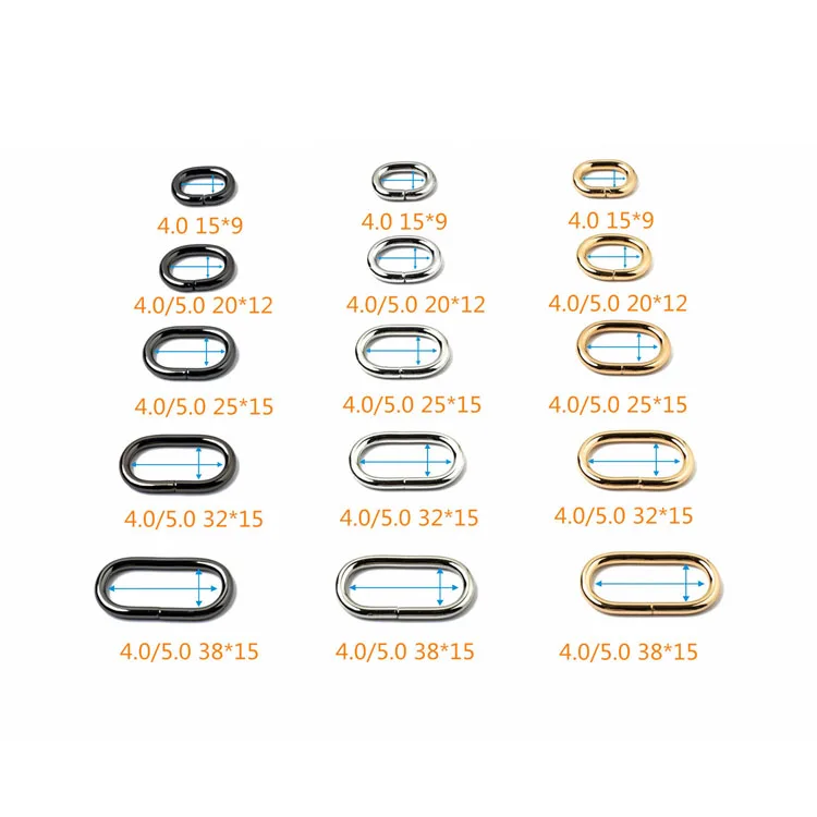 DWDP 15-50mm Carabiner Metal Spring Key Ring Snap Hooks Clip Buckle Oval Loop Ring Buckle for Bags Purses Strap Keeper