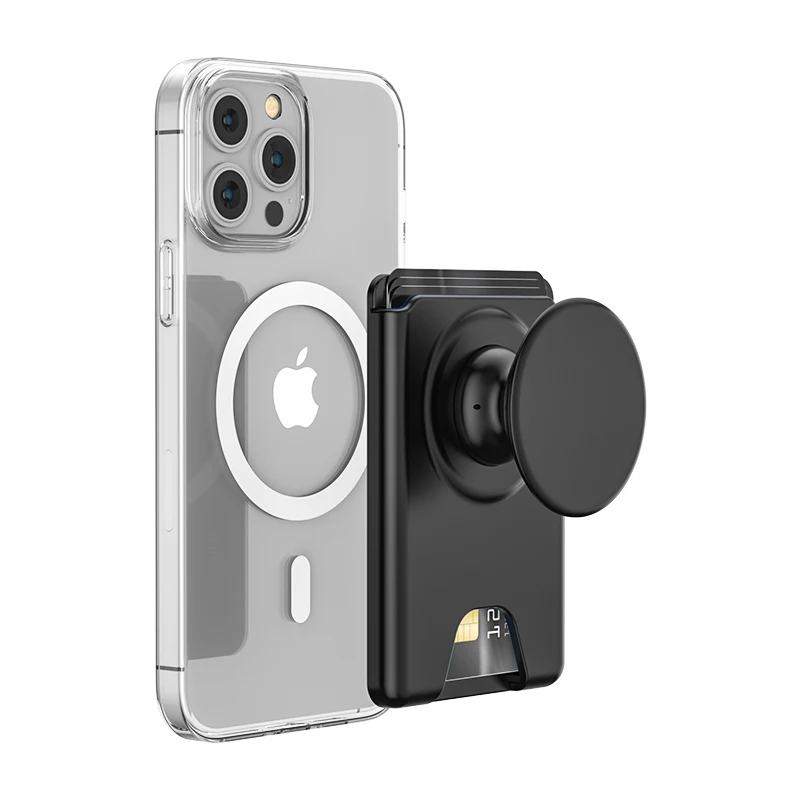 Thin Wallet Women Magnetic Credit Card Holder Wallet Pop Up Grip Wallet with Adjustable Stand Minimalist Purse for iPhone 15 Pro