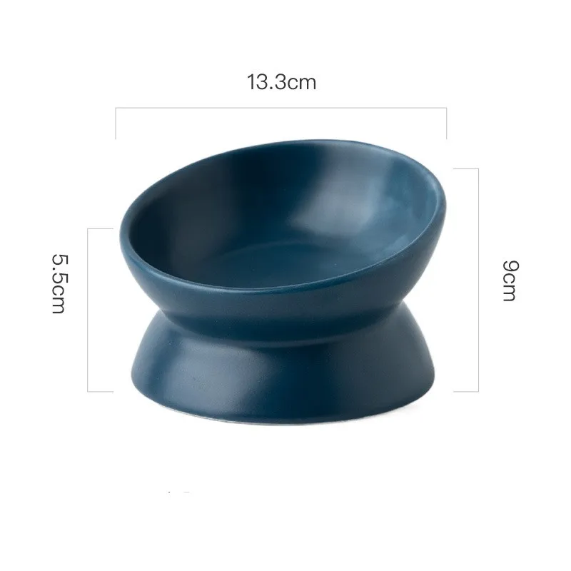 2023 New Ceramic Cat Dog Bowl Diagonal High Foot Neck Protection Dog Cat Food Bowl Pet Supplies