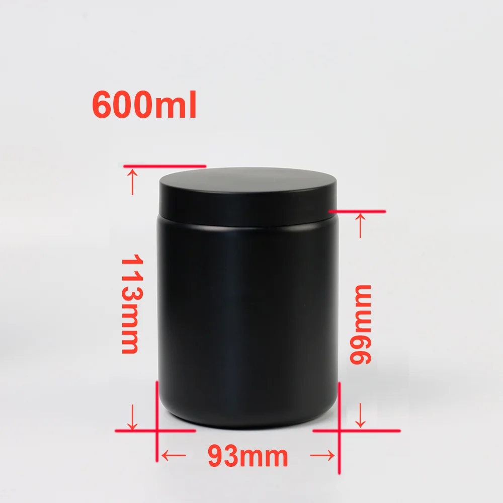 500ml 600ml 800ml 1000ml Black Hdpe Plastic Bottles Jar For Protein Powder Packaging Plastic Jars Container