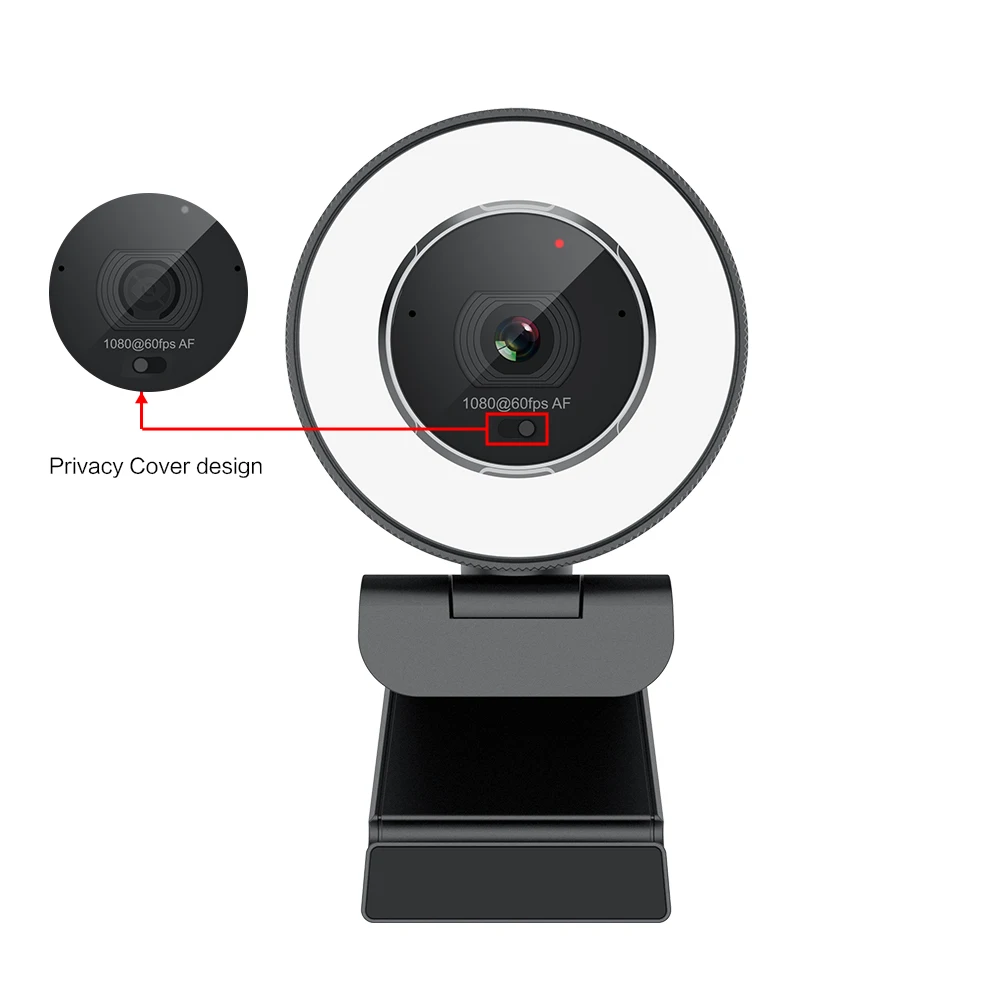 Privacy Protection Design 360 Degree Adjustable 1080P Auto Focus Video Camera Set For Vlogging Zoom Meeting Built-In Microphone