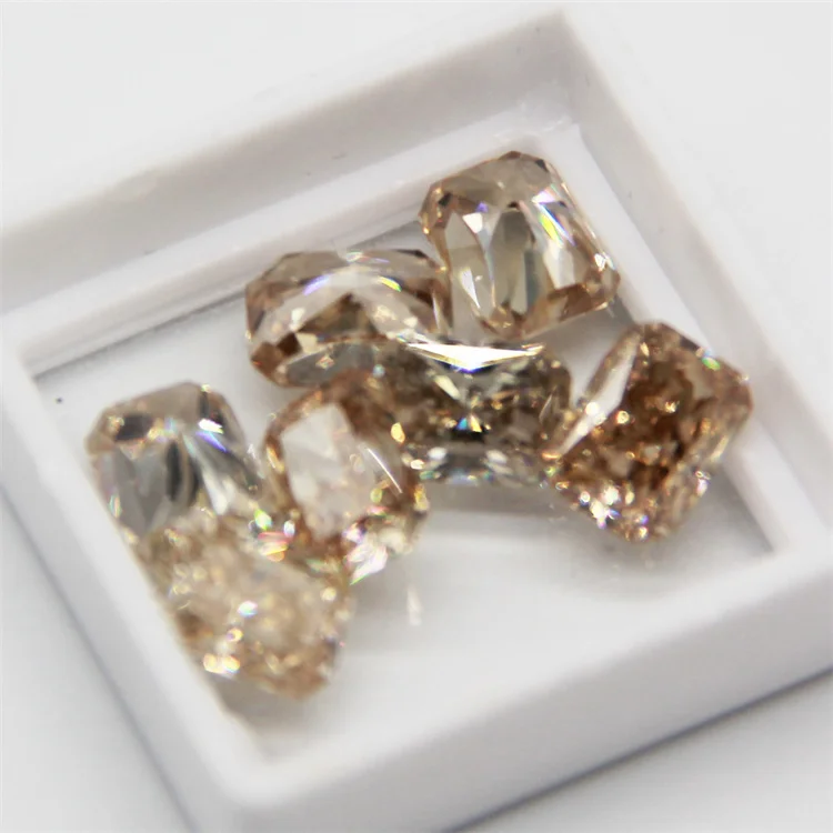 Wholesale Price Radiant Cut Champagne Synthetic Moissanite Diamond Custom Jewellery GRA Certificated Moissanite Stone Jewelry